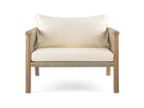 28" Modern Outdoor Woven Lounge Chair with Solid Wood Frame and Comfortable Polyester Cushions, N767P375341T