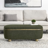 Storage Ottoman Bench, Upholstered End of Bed Ottoman Bench with and Seating, Large Blanket W487P179605