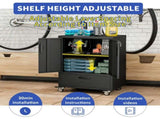 Tool Cart with Wheels, 40" H x 30" W x 20" D, Mobile Tool Cabinet with Lockable Casters & Drawer, T2398P407327