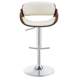 ZUN Ecru and Chrome Adjustable Bar Stool B062P153493