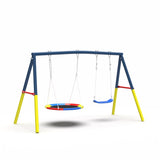 Swing Set for Backyard, 440lbs Set with Heavy-Duty A-Frame Metal Outdoor Stand, 1 Saucer W1163P290469