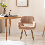 ZUN Dining Chairs with Faux Fur, Mid Century Side Chairs with Solid Painting Steel Leg for Dining Room 19637678