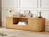 64-Inch Wavy TV Stand, Rounded Sideboard, Storage Cabinet, Wooden Vertical Stripe Cabinet for Living W1162P309021