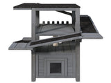 4 Tiers Outdoor Cat House Weatherproof Cat Tree Tower with Waterproof Roof and 2 Doors , Feral Cat 85852645