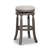 30" Bar Stool, Weathered Gray Finish, Beige Fabric Seat B04660733