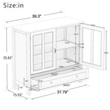 Buffet storage cabinet with double glass doors and unique bell handle W28227723