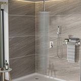 Dual Shower Head - 16 Inch Ceiling Mount Square Shower System with Rough-in Valve, Brushed Nickel W124357678