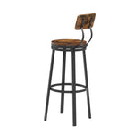 ZUN Swivel bar stool set of 2 with backrest, industrial style, metal frame, 29.5'' high.Rustic Brown, W116267380