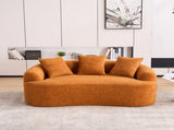 LY-025S Curved Loveseat Orange Full Compression Sponge Sofa, 30D Chenille No-Assembly Compact Sofa W2231P261292