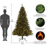 ZUN Pre-lit Christmas Tree 7.5ft Artificial Hinged Xmas Tree with 400 Pre-strung Led Lights Foldable W49819945