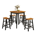 ZUN Oak and Black 5-piece Counter Height Set with Saddle Stools B062P189100