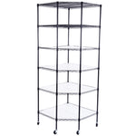 ZUN 6-Layer Plastic Coated Polygonal Corner Shelf with 2" PP Wheels 680*680*1800 Black 87893174