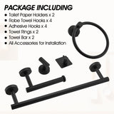 ZUN 14-Piece Matte Black Bathroom Accessory Set – Towel Bars, Towel Rings, Toilet Paper Holders, and W1920P234172