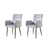 Modern Velvet Dining Chairs 2-Piece Set - Soft Cushioned Seats with Iron Frames in Mustard Light N842P284568E