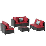 7 Piece Patio Furniture Set, All-Weather Wicker Outdoor Conversation Set with Sectional Sofa, Rattan 29052709