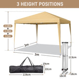 ZUN 3 x 3m Two Doors & Two Windows Practical Waterproof Right-Angle Folding Tent Khaki 82188292