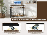 Rustic Brown Rolling Computer Desk with Power Strip 32" Mobile Office Desk with Monitor Stand 76025218