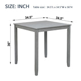 Wooden Dining Square Table, Kitchen Table for Small Space, 4 Person Counter Height Table, Gray,
ONLY W1998126370