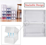 ZUN Foldable Shoe Box; Stackable Clear Shoe Storage Box - Storage Bins Shoe Container Organizer; 8 Pack; W2181P147486