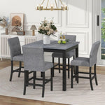 ZUN 5-Piece Counter Height Dining Set Wood Square Dining Room Table and Chairs Stools w/Footrest & 4 80112273