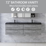 72" Floating Bathroom Vanity with Sink, Modern Wall-Mounted Bathroom Storage Vanity Cabinet with Two W1573P155850