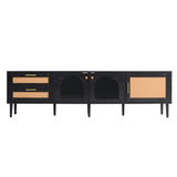 Rattan TV Stand with 3 Cabinets & 2 Drawers, Rattan-inspired Media Console Table for TVs up to 80'', N710P206015B