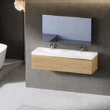 60'' Floating Bathroom Vanity Sink Combo, Modern Wall-Mounted Striped Bathroom Storage Cabinet W1573P265204