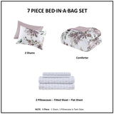 ZUN Full Floral Comforter Set with Bed Sheets B035128920