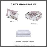 ZUN Queen Floral Comforter Set with Bed Sheets B035128918