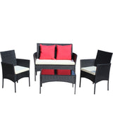 ZUN 4 PC Rattan Patio Furniture Set Outdoor Patio Cushioned Seat Wicker Sofa W209P149123