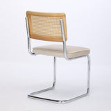 Mid Century Modern Dining Chairs Set of 2, Velvet Accent Chairs with Natural Cane Back & Stainless W1143P168322