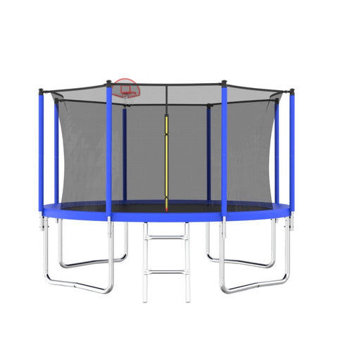 ZUN 12FT Trampoline for Kids & Adults with Basketball Hoop and Ball ,Recreational Trampolines with K1163139544