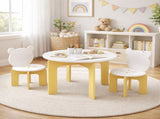 Kids Table and Chair Set, 3-Piece Toddler Table with 2 Chairs, Cute Bear-Back Chairs, Sturdy Wooden 24776717