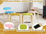 Flower-Shaped Toddler Table Chair Set, Safe Wooden Furniture for Play & Study 36575287