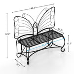 ZUN Butterfly Cast Metal Garden Bench, Outdoor Bench Patio Seat, Park Bench Outdoor Seating for Garden, W2167P190136