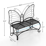 ZUN Butterfly Cast Metal Garden Bench, Outdoor Bench Patio Seat, Park Bench Outdoor Seating for Garden, W2167P190136