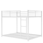 ZUN Full over Full Metal Bunk Bed, Low Bunk Bed with Ladder, White 79521466