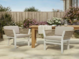 Outdoor Dining Chair Set of 2 ,White Aluminum Frame with Beige Cushion, 300lbs Capacity, All-Weather N779P368549W