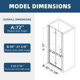 1 3/8" adjustment,universal pivot shower door, with 1/4" tempered glass finish 3072 W2122131060