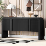 U_STYLE Striped Storage Cabinet with 4 Doors , Adjustable, Suitable for Study,Entrance and Living WF321487AAB