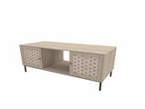 Elegant Veener Weaving Design Coffee Table with 4 Sliding Door, Wooden Center Rectangular Table with 80118663