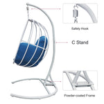 ZUN Hanging Egg Chair with Stand, Hammock Swing Chair with Hanging Kit,Blue W1889P202873