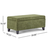 Storage Ottoman with Flip-Top Lid, Easy Assembly, Boucle Fabric & Birch Wood Legs, Green N779P291641G