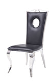 Black and Stainless Steel Side Chair with Cut-Out Back B062P215489