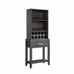 ZUN Wine Bar Cabinet, Kitchen Storage Cabinet with Drawer and Open Shelves, Distressed Grey B107130945