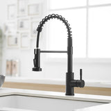 ZUN Kitchen Faucet with Pull Down Sprayer Black Stainless Steel Single Handle Pull Out Spring Sink W1932P224868