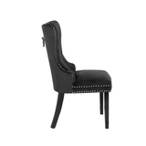 Erica 2 Piece Wood Legs Dinning Chair Finish with Velvet Fabric in Black 808857928108