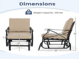 Black Metal Patio Glider Chair with Brown Washable Cushion, 330 lbs Capacity Ergonomic Outdoor 98202596