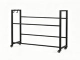 2-Tier Rolling Beer Crate Storage Rack with Hooks, Adjustable Tilt Mobile Metal Drink Organizer Cart 89026477