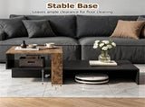 2-Tier Modern Geometric Coffee Table Engineered Wood Low Center Table with Storage Shelf, Waterproof 47020123